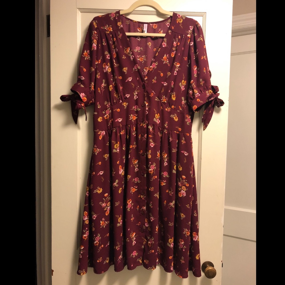 Xhilaration Burgundy Floral Dress